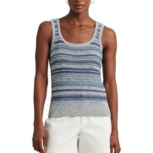 Ralph Lauren Women’s Linen Cotton Striped Tank Sweater, Blue Size XL New